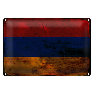 Blechschild Flagge Armenien 30x20cm Flag of Armenia Rost