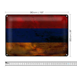Blechschild Flagge Armenien 30x20cm Flag of Armenia Rost