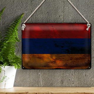 Blechschild Flagge Armenien 30x20cm Flag of Armenia Rost
