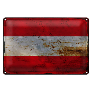 Blechschild Flagge Österreich 30x20cm Flag of Austria Rost