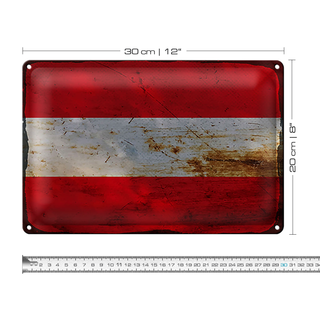 Blechschild Flagge Österreich 30x20cm Flag of Austria Rost
