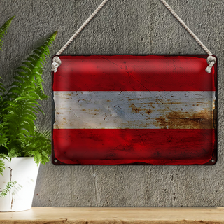 Blechschild Flagge Österreich 30x20cm Flag of Austria Rost