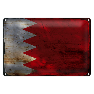 Blechschild Flagge Bahrain 30x20cm Flag of Bahrain Rost