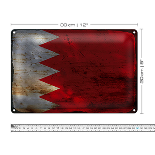 Blechschild Flagge Bahrain 30x20cm Flag of Bahrain Rost