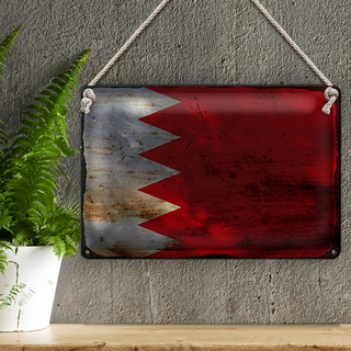 Blechschild Flagge Bahrain 30x20cm Flag of Bahrain Rost