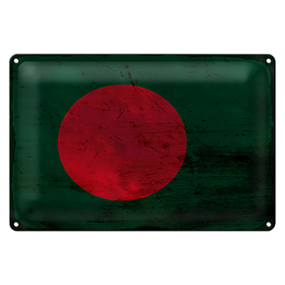 Blechschild Flagge Bangladesch 30x20cm Bangladesh Rost