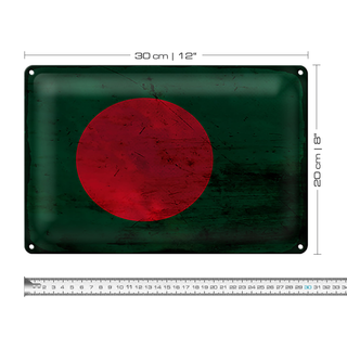 Blechschild Flagge Bangladesch 30x20cm Bangladesh Rost