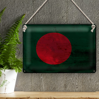 Blechschild Flagge Bangladesch 30x20cm Bangladesh Rost