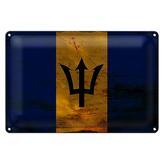 Blechschild Flagge Barbados 30x20cm Flag of Barbados Rost