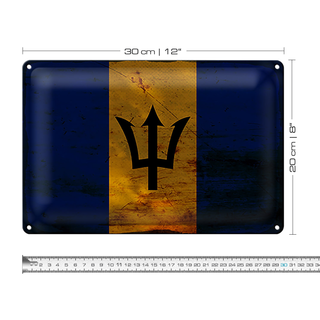 Blechschild Flagge Barbados 30x20cm Flag of Barbados Rost