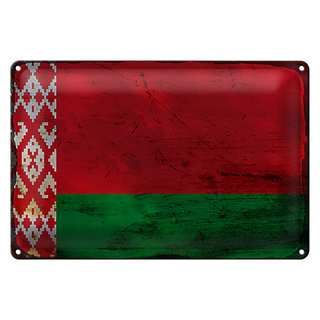 Blechschild Flagge Weißrussland 30x20cm Flag Belarus Rost