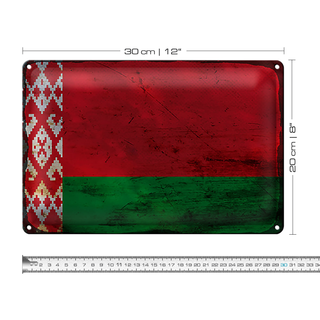 Blechschild Flagge Weißrussland 30x20cm Flag Belarus Rost