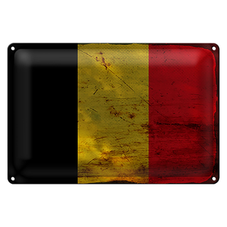 Blechschild Flagge Belgien 30x20cm Flag of Belgium Rost