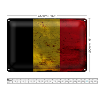Blechschild Flagge Belgien 30x20cm Flag of Belgium Rost