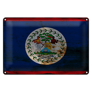 Blechschild Flagge Belize 30x20cm Flag of Belize Rost