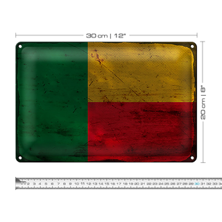 Blechschild Flagge Benin 30x20cm Flag of Benin Rost