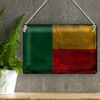 Blechschild Flagge Benin 30x20cm Flag of Benin Rost
