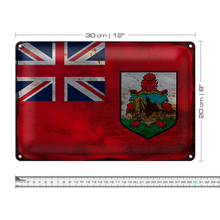 Blechschild Flagge Bermuda 30x20cm Flag of Bermuda Rost