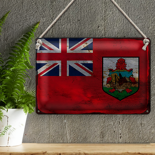 Blechschild Flagge Bermuda 30x20cm Flag of Bermuda Rost