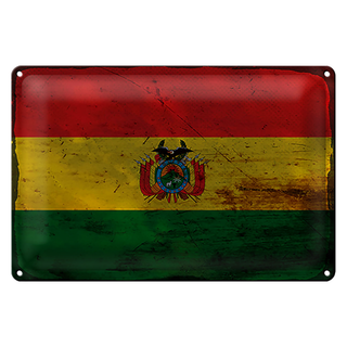 Blechschild Flagge Bolivien 30x20cm Flag of Bolivia Rost
