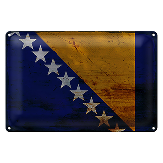 Blechschild Flagge Bosnien und Herzegowina 30x20cm Rost