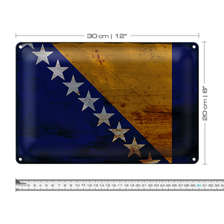 Blechschild Flagge Bosnien und Herzegowina 30x20cm Rost