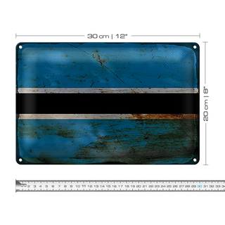 Blechschild Flagge Botswana 30x20cm Flag of Botswana Rost