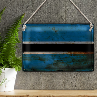 Blechschild Flagge Botswana 30x20cm Flag of Botswana Rost