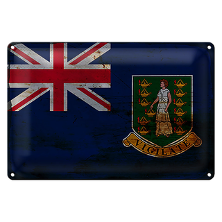 Blechschild Flagge Britische Jungferninseln 30x20cm Rost