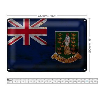 Blechschild Flagge Britische Jungferninseln 30x20cm Rost