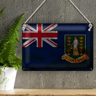 Blechschild Flagge Britische Jungferninseln 30x20cm Rost