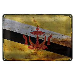 Blechschild Flagge Brunei 30x20cm Flag of Brunei Rost