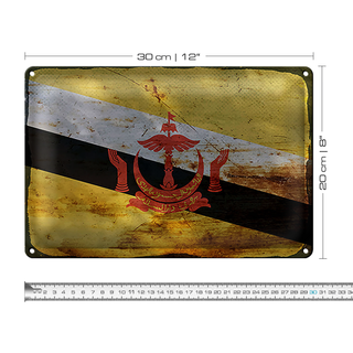 Blechschild Flagge Brunei 30x20cm Flag of Brunei Rost