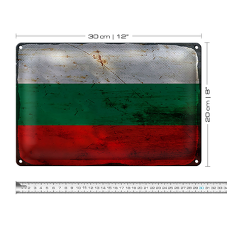 Blechschild Flagge Bulgarien 30x20cm Flag Bulgaria Rost