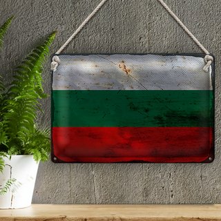 Blechschild Flagge Bulgarien 30x20cm Flag Bulgaria Rost