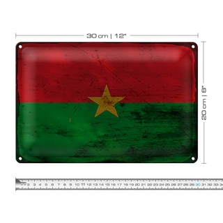 Blechschild Flagge Burkina Faso 30x20cm Burkina Faso Rost