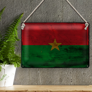Blechschild Flagge Burkina Faso 30x20cm Burkina Faso Rost
