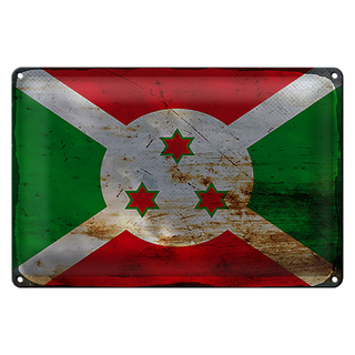 Blechschild Flagge Burundi 30x20cm Flag of Burundi Rost