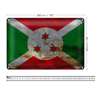 Blechschild Flagge Burundi 30x20cm Flag of Burundi Rost