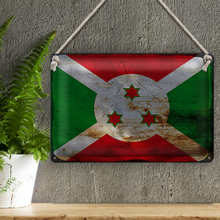 Blechschild Flagge Burundi 30x20cm Flag of Burundi Rost