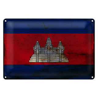 Blechschild Flagge Kambodscha 30x20cm Flag Cambodia Rost