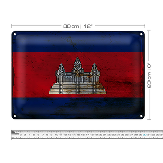 Blechschild Flagge Kambodscha 30x20cm Flag Cambodia Rost