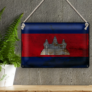 Blechschild Flagge Kambodscha 30x20cm Flag Cambodia Rost