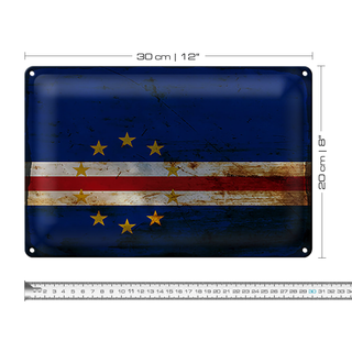 Blechschild Flagge Kap Verde 30x20cm Flag Cape Verde Rost