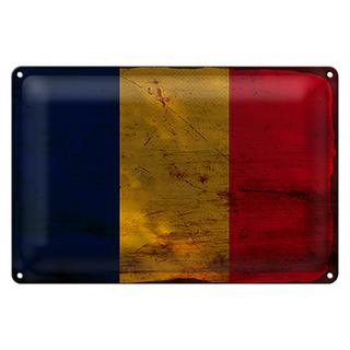 Blechschild Flagge Tschad 30x20cm Flag of Chad Rost