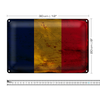 Blechschild Flagge Tschad 30x20cm Flag of Chad Rost