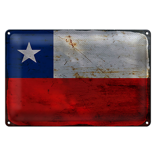 Blechschild Flagge Chile 30x20cm Flag of Chile Rost