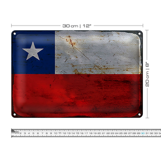 Blechschild Flagge Chile 30x20cm Flag of Chile Rost