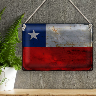 Blechschild Flagge Chile 30x20cm Flag of Chile Rost