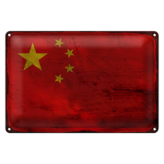 Blechschild Flagge China 30x20cm Flag of China Rost